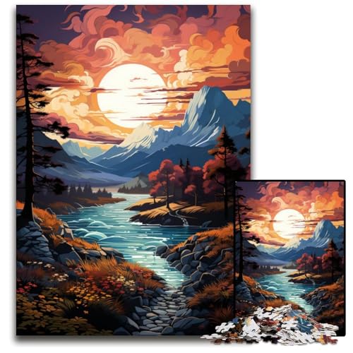 Puzzle für Erwachsene 1000 Teile „Die farbenfrohe Psychedelie des Vierwaldstättersees Halloween Weihnachten und Geburtstage 1000 Teile (38x26cm) von ouynngjing