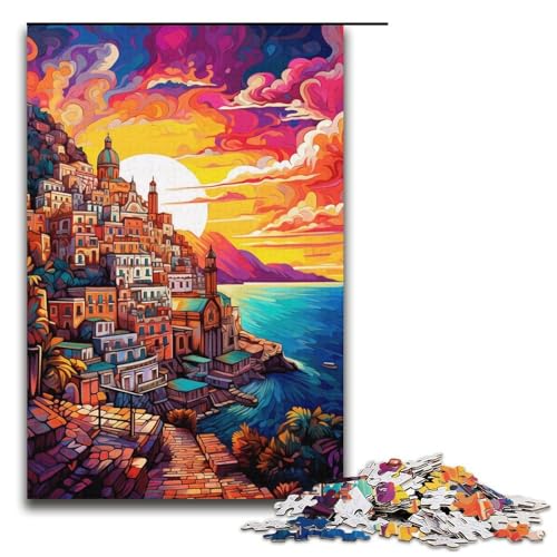 Puzzle für Erwachsene 1000 Teile Amalfiküste Bunte Puzzles Spiele Spielzeug Geschenk Geeignet für Desktop-Dekoration 1000 PCS (38x26cm) von ouynngjing