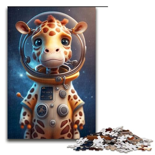 Puzzle für Erwachsene 1000 Teile Astronaut Weltraum Giraffe Familie Holzpuzzle Lernspiel Herausforderung Spielzeug 1000 PCS von ouynngjing