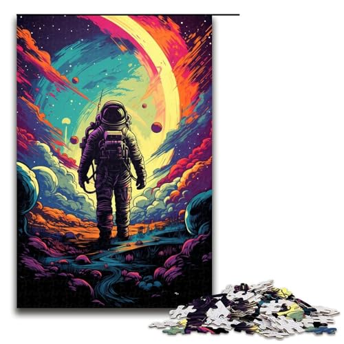 Puzzle für Erwachsene 1000 Teile Astronaut auf Buntem Planeten Puzzlespiele Spielzeug Geschenk geeignet als Schreibtischdekoration 1000 Teile (75 x 50 cm) von ouynngjing