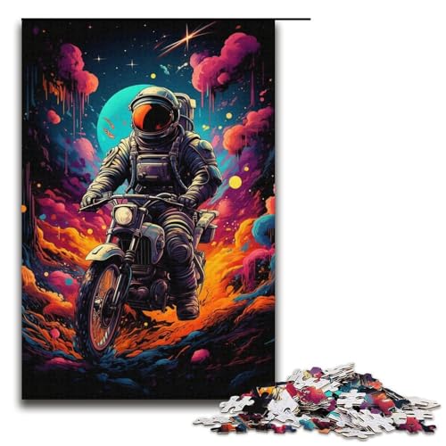 Puzzle für Erwachsene 1000 Teile Astronaut auf Motorrad Geburtstagsgeschenk für Teenager ab 14 Jahren 1000 Teile (38 x 26 cm) von ouynngjing
