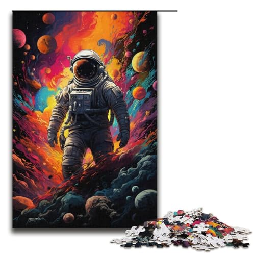 Puzzle für Erwachsene 1000 Teile Astronaut im Farbraum Puzzle Lernspiele für Zuhause DIY-Spielzeug tolles Geschenk für Spiele 1000 Teile (38 x 26 cm) von ouynngjing