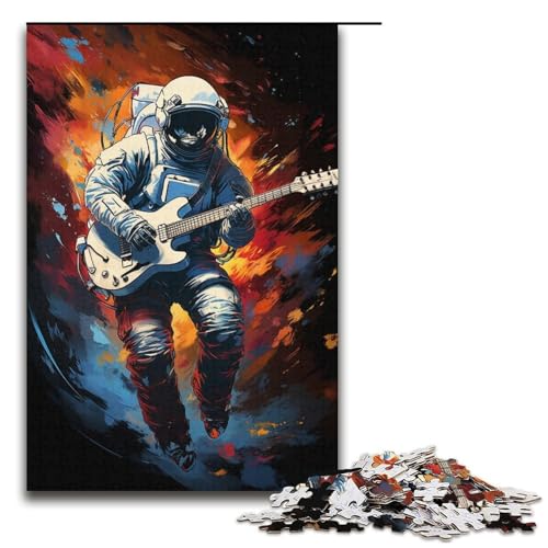 Puzzle für Erwachsene 1000 Teile Astronaut spielt Gitarre im Weltraum Puzzle für Erwachsene Holzpuzzle Familienspiele Weihnachts- und Geburtstagsgeschenke 1000 Teile (38 x 26 cm) von ouynngjing