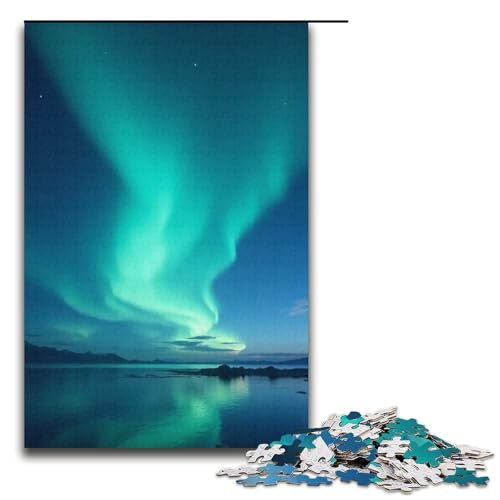 Puzzle für Erwachsene 1000 Teile Aurora-Tanz am Nachthimmel Puzzlespiele Spielzeug Geschenk geeignet für die Schreibtischdekoration 1000 Teile (38 x 26 cm) von ouynngjing