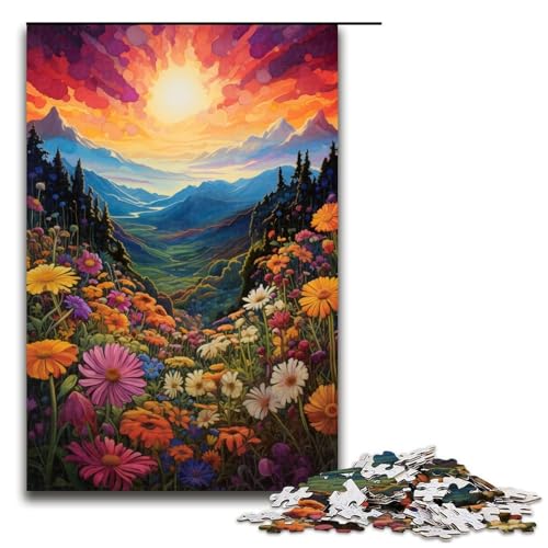 Puzzle für Erwachsene 1000 Teile Berglandschaft mit Wildblumen Puzzlespiel Spielzeug lustig 1000 Teile (75 x 50 cm) von ouynngjing