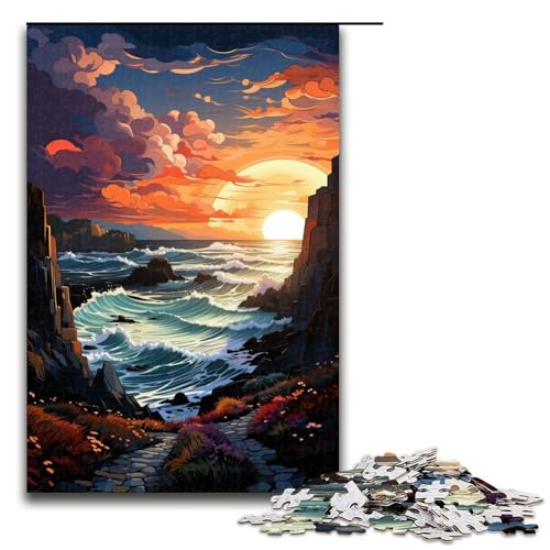 Puzzle für Erwachsene 1000 Teile Bezaubernde Sonnenuntergangslandschaft Holzpuzzle Lernspiel Herausforderungsspielzeug 1000 Teile (75 x 50 cm) von ouynngjing