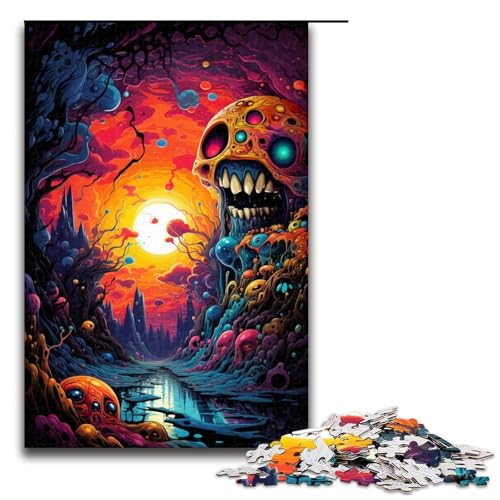 Puzzle für Erwachsene 1000 Teile Bizarre Bunte Monster Familien-Holzpuzzle Lernspiel Herausforderungsspielzeug 1000 Teile (75 x 50 cm) von ouynngjing