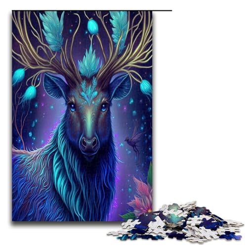 Puzzle für Erwachsene 1000 Teile Blumen und Hirsch Puzzle Lernspiele für Zuhause DIY Spielzeug tolles Geschenk für Spiele 1000 Teile (75 x 50 cm) von ouynngjing