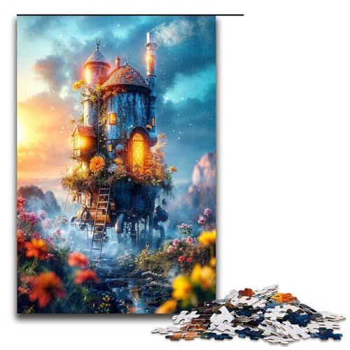 Puzzle für Erwachsene 1000 Teile Blumenschloss Puzzle Holzpuzzle Lernspiel Herausforderungsspielzeug 1000 Teile (75 x 50 cm) von ouynngjing