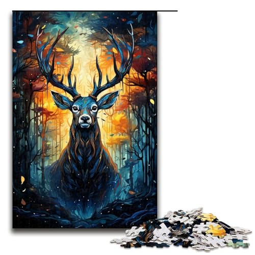 Puzzle für Erwachsene 1000 Teile Bunte Blumen und Hirsche Puzzlespiel lustiges Spielzeug 1000 Teile (75 x 50 cm) von ouynngjing