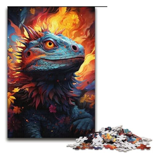 Puzzle für Erwachsene 1000 Teile Bunte Eidechse Holzpuzzle für Kinder Lernspiel 1000 Teile (38 x 26 cm) von ouynngjing