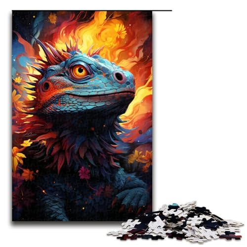 Puzzle für Erwachsene 1000 Teile Bunte Eidechse Holzpuzzle für Kinder Lernspiel 1000 Teile (75 x 50 cm) von ouynngjing