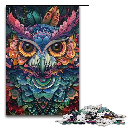 Puzzle für Erwachsene 1000 Teile Bunte Eule Heimdekoration PuzzleSpielzeug Geschenk für die ganze Familie 1000 Teile (75 x 50 cm) von ouynngjing