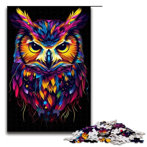 Puzzle für Erwachsene 1000 Teile Bunte Eule Holzpuzzle 1000 Teile (75 x 50 cm) von ouynngjing