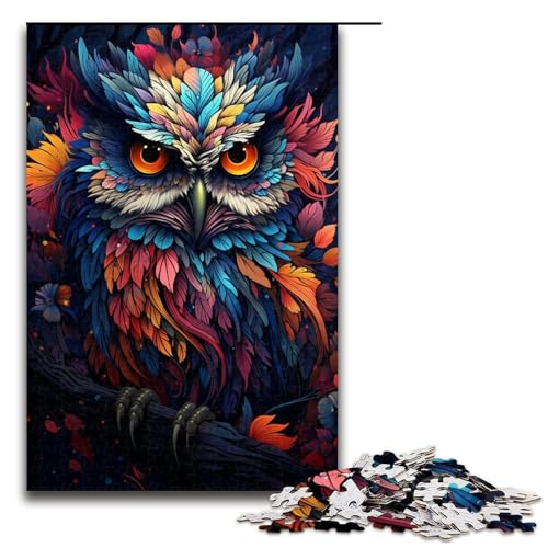 Puzzle für Erwachsene 1000 Teile Bunte Eule Holzpuzzle für Kinder Lernspiel 1000 Teile (75 x 50 cm) von ouynngjing
