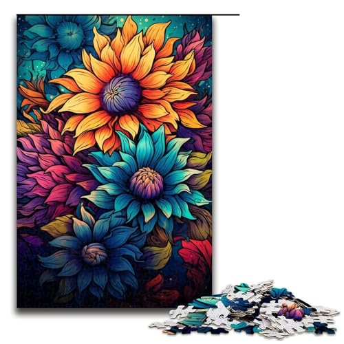 Puzzle für Erwachsene 1000 Teile Bunte Fantasie-Sonnenblumen Puzzlespiel lustiges Spielzeug 1000 Teile (75 x 50 cm) von ouynngjing