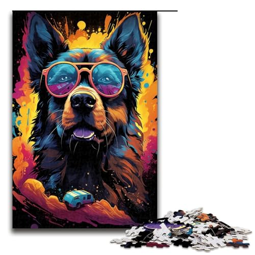 Puzzle für Erwachsene 1000 Teile Bunte Fantasiebrille Hundefamilie Holzpuzzle Lernspiel Herausforderungsspielzeug 1000 Teile (75 x 50 cm) von ouynngjing