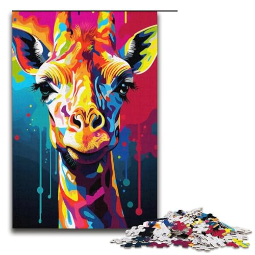 Puzzle für Erwachsene 1000 Teile Bunte Giraffe Holzpuzzle 1000 Teile (38 x 26 cm) von ouynngjing