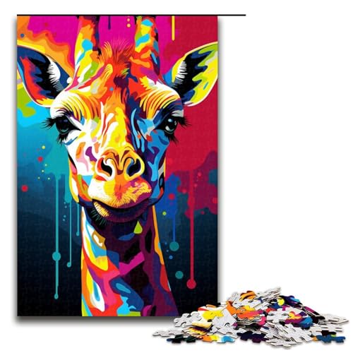 Puzzle für Erwachsene 1000 Teile Bunte Giraffe Holzpuzzle 1000 Teile (75 x 50 cm) von ouynngjing