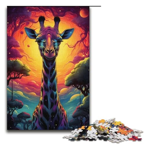 Puzzle für Erwachsene 1000 Teile Bunte Giraffe unmögliches Puzzle Familienspiel Stressabbau schwierige Herausforderung 1000 Teile (38 x 26 cm) von ouynngjing
