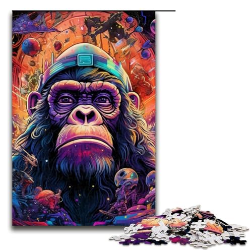 Puzzle für Erwachsene 1000 Teile Bunte GorillaFamilie Holzpuzzle Lernspiel Herausforderungsspielzeug 1000 Teile (75 x 50 cm) von ouynngjing