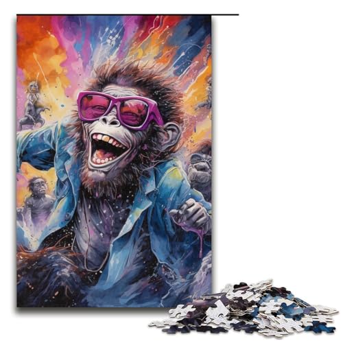 Puzzle für Erwachsene 1000 Teile Bunte Gorillas Holzpuzzle für Kinder Lernspiel 1000 Teile (75 x 50 cm) von ouynngjing