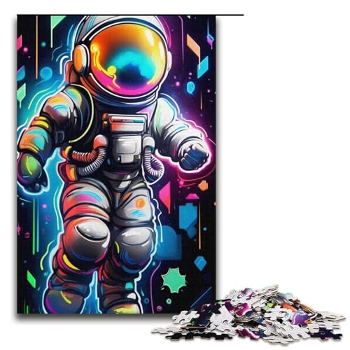 Puzzle für Erwachsene 1000 Teile Bunte NeonGraffitiAstronauten unmögliches Puzzle Familienspiel Stressabbau schwierige Herausforderung 1000 Teile (38 x 26 cm) von ouynngjing