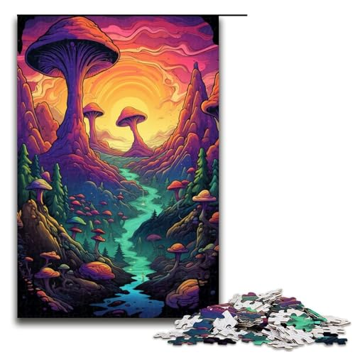 Puzzle für Erwachsene 1000 Teile Bunte Pilze Puzzlespiel lustiges Spielzeug 1000 Teile (75 x 50 cm) von ouynngjing