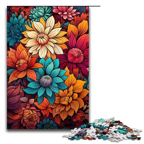 Puzzle für Erwachsene 1000 Teile Bunte psychedelische Blumen Puzzle Lernspiele für Zuhause DIY-Spielzeug tolles Geschenk für Spiele 1000 Teile (75 x 50 cm) von ouynngjing