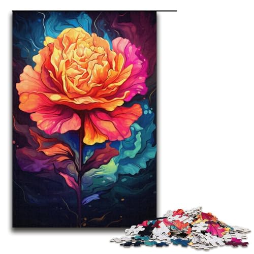 Puzzle für Erwachsene 1000 Teile Bunte psychedelische Rosen Holzpuzzle Lernspiel Herausforderungsspielzeug 1000 Teile (38 x 26 cm) von ouynngjing