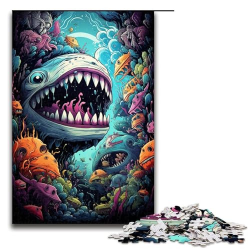 Puzzle für Erwachsene 1000 Teile Bunte psychedelische Unterwasserwelt Holzpuzzle für Kinder Lernspiel 1000 Teile (75 x 50 cm) von ouynngjing