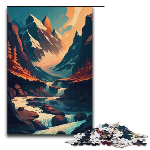 Puzzle für Erwachsene 1000 Teile Cold Mountain Creek Holzpuzzle für Kinder Lernspiel 1000 PCS (38x26cm) von ouynngjing