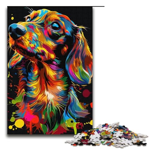 Puzzle für Erwachsene 1000 Teile DackelHundekunstPuzzle Holzpuzzle Lernspiel Herausforderungsspielzeug 1000 Teile (38 x 26 cm) von ouynngjing