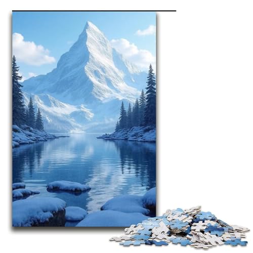 Puzzle für Erwachsene 1000 Teile Der Blaue See spiegelt die schneebedeckten Berge wider Holzpuzzle Lernspiel Herausforderungsspielzeug 1000 Teile (75 x 50 cm) von ouynngjing
