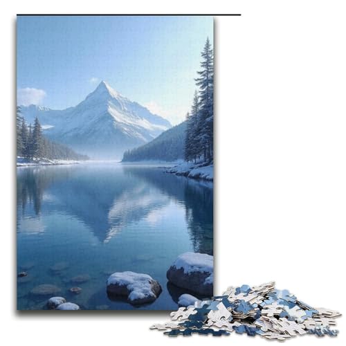 Puzzle für Erwachsene 1000 Teile Der Blaue See spiegelt die schneebedeckten Berge wider Puzzle Lernspiele für Zuhause DIY-Spielzeug tolles Geschenk für Spiele 1000 Teile (38 x 26 cm) von ouynngjing