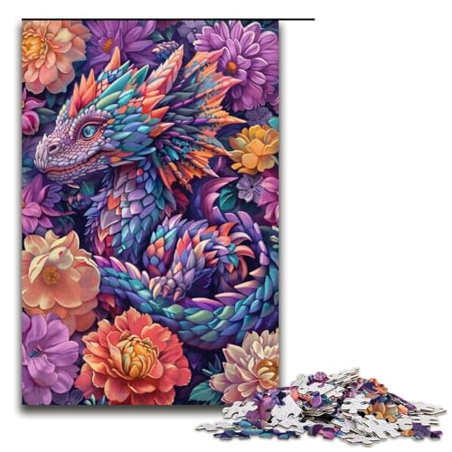 Puzzle für Erwachsene 1000 Teile Dinosaurierfamilie Holzpuzzle Lernspiel Herausforderungsspielzeug 1000 Teile (38 x 26 cm) von ouynngjing