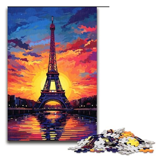 Puzzle für Erwachsene 1000 Teile Eiffelturm bei Sonnenuntergang Holzpuzzle für Kinder Lernspiel 1000 Teile (75 x 50 cm) von ouynngjing