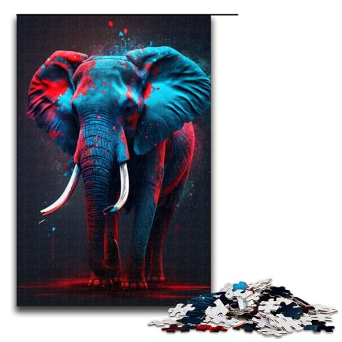 Puzzle für Erwachsene 1000 Teile ElefantenGraffitiPuzzle Lernspiele für Zuhause DIYSpielzeug tolles Geschenk für Spiele 1000 Teile (75 x 50 cm) von ouynngjing