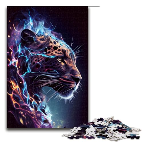 Puzzle für Erwachsene 1000 Teile Elektrisierender Leopard Holzpuzzle für Kinder Lernspiel 1000 PCS von ouynngjing