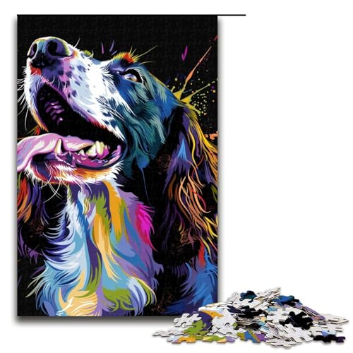 Puzzle für Erwachsene 1000 Teile Englischer Cocker Spaniel Hundekunst Puzzlespiele Spielzeug Geschenk geeignet für die Schreibtischdekoration 1000 Teile (75 x 50 cm) von ouynngjing