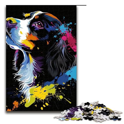 Puzzle für Erwachsene 1000 Teile Englischer Cocker Spaniel Hundekunst Puzzlespiele Spielzeug Geschenk geeignet für die Schreibtischdekoration 1000 Teile (75 x 50 cm) von ouynngjing