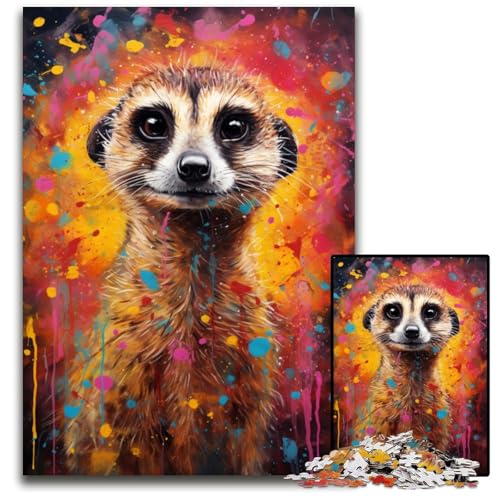 Puzzle für Erwachsene 1000 Teile Erdmännchen Bunte Holzpuzzles perfekt als Geburtstags Weihnachts und HalloweenGeschenke 1000 PCS (75 x 50 cm) von ouynngjing