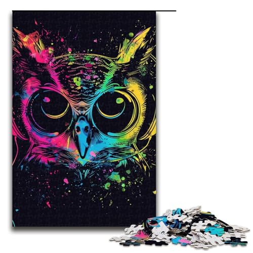 Puzzle für Erwachsene 1000 Teile Eule mit Sonnenbrille Puzzlespiel Spielzeug Lustiges 1000 PCS (75x50cm) von ouynngjing