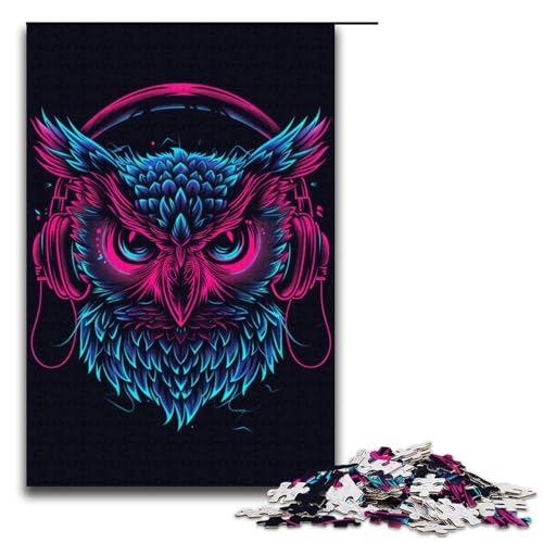 Puzzle für Erwachsene 1000 Teile Eule mit Sonnenbrille Puzzlespiele Spielzeug Geschenk geeignet für die Schreibtischdekoration 1000 Teile (38 x 26 cm) von ouynngjing