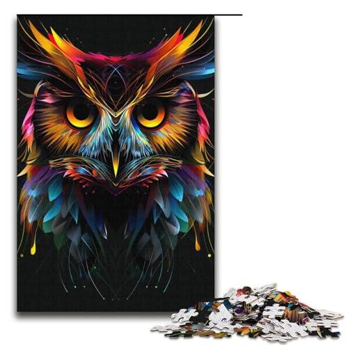 Puzzle für Erwachsene 1000 Teile EulenNeonArtPuzzle Lernspiele für Zuhause DIYSpielzeug tolles Geschenk für Spiele 1000 Teile (38 x 26 cm) von ouynngjing