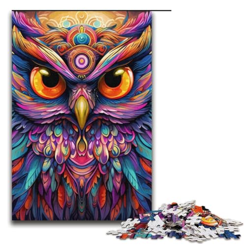 Puzzle für Erwachsene 1000 Teile FantasyArtEulenmuster Zusammenbau hilft dem Gehirn süchtig machendes Spielzeug zur Förderung der Geduld 1000 Teile (38 x 26 cm) von ouynngjing