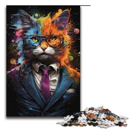 Puzzle für Erwachsene 1000 Teile Farb-Cat-Boss-Puzzle Lernspiele für Zuhause DIY-Spielzeug tolles Geschenk für Spiele 1000 Teile (38 x 26 cm) von ouynngjing