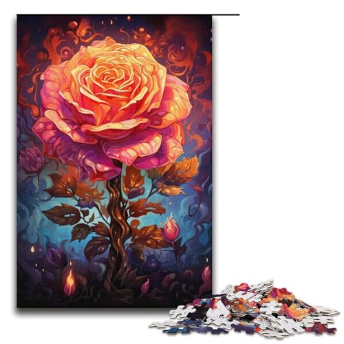 Puzzle für Erwachsene 1000 Teile Farbfantasie-Rose Puzzlespiel lustiges Spielzeug 1000 Teile (38 x 26 cm) von ouynngjing