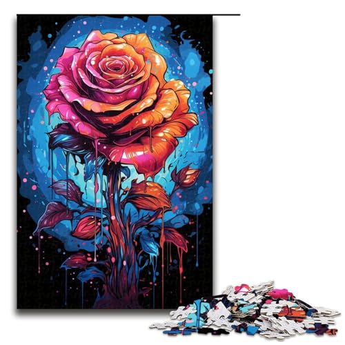 Puzzle für Erwachsene 1000 Teile Farbfantasie-Rose Puzzlespiel lustiges Spielzeug 1000 Teile (75 x 50 cm) von ouynngjing