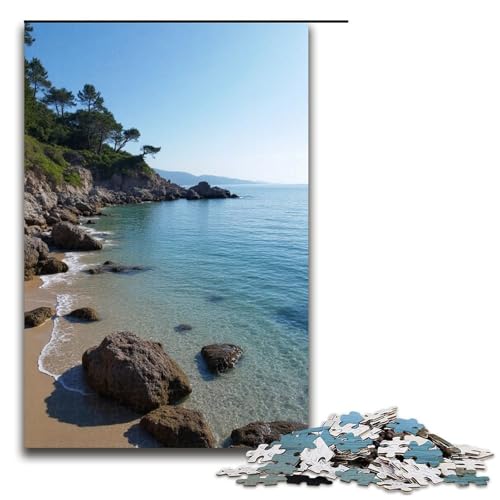 Puzzle für Erwachsene 1000 Teile Felsstrand-Muster zum Zusammenbauen hilft dem Gehirn süchtig machendes Spielzeug zur Förderung der Geduld 1000 Teile (75 x 50 cm) von ouynngjing